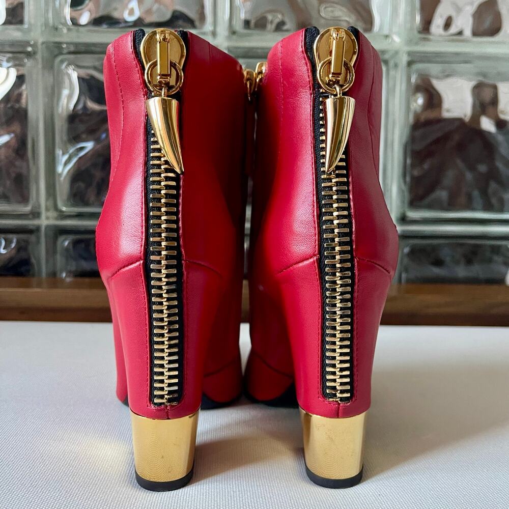Giuseppe Zonnati Ester Red Gold Heel Booties 36.5